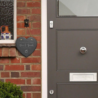 Personalised Slate Heart Plaque: Laser Engraved New Home Gift