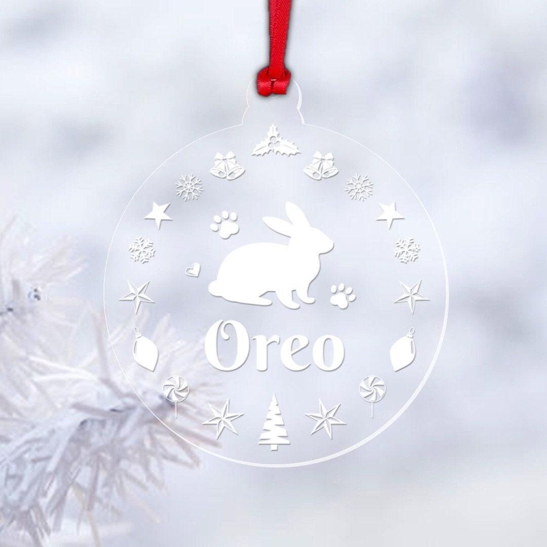 Personalised Rabbit Christmas Bauble Pet Any Name Xmas Tree Decoration Gift