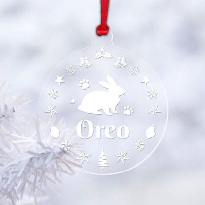 Personalised Rabbit Christmas Bauble Pet Any Name Xmas Tree Decoration Gift