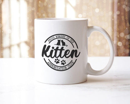 Proud Member Of The Kitten Appreciation Club - Ceramic Novelty Coffee Mug & Coaster Gift