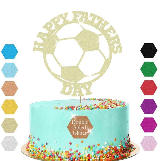 Happy Fathers Day Football Cake Topper Dad Daddy Party Glitter Cake Decoration