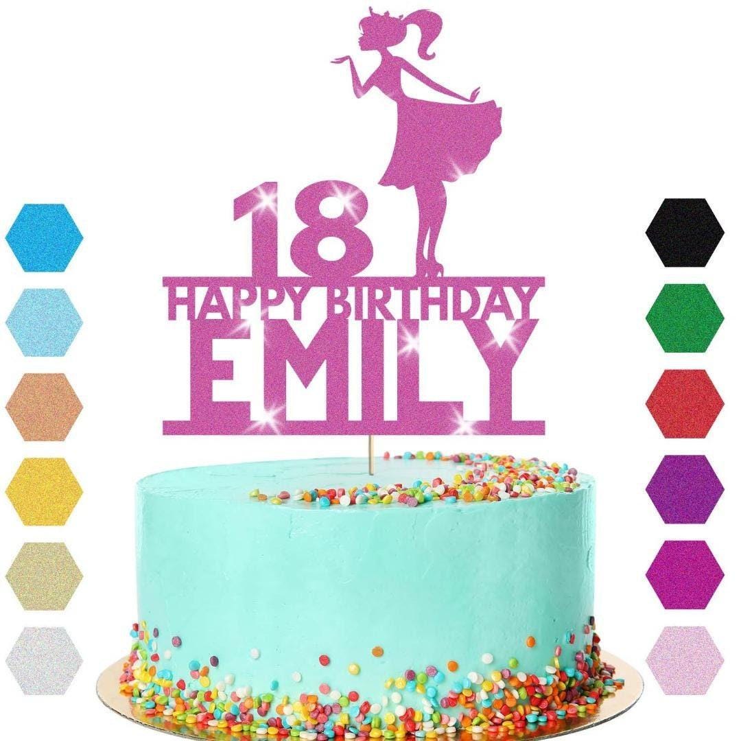 Stylish Girl Cake Topper Personalised Party Birthday Cake Decoration Any Name & Age