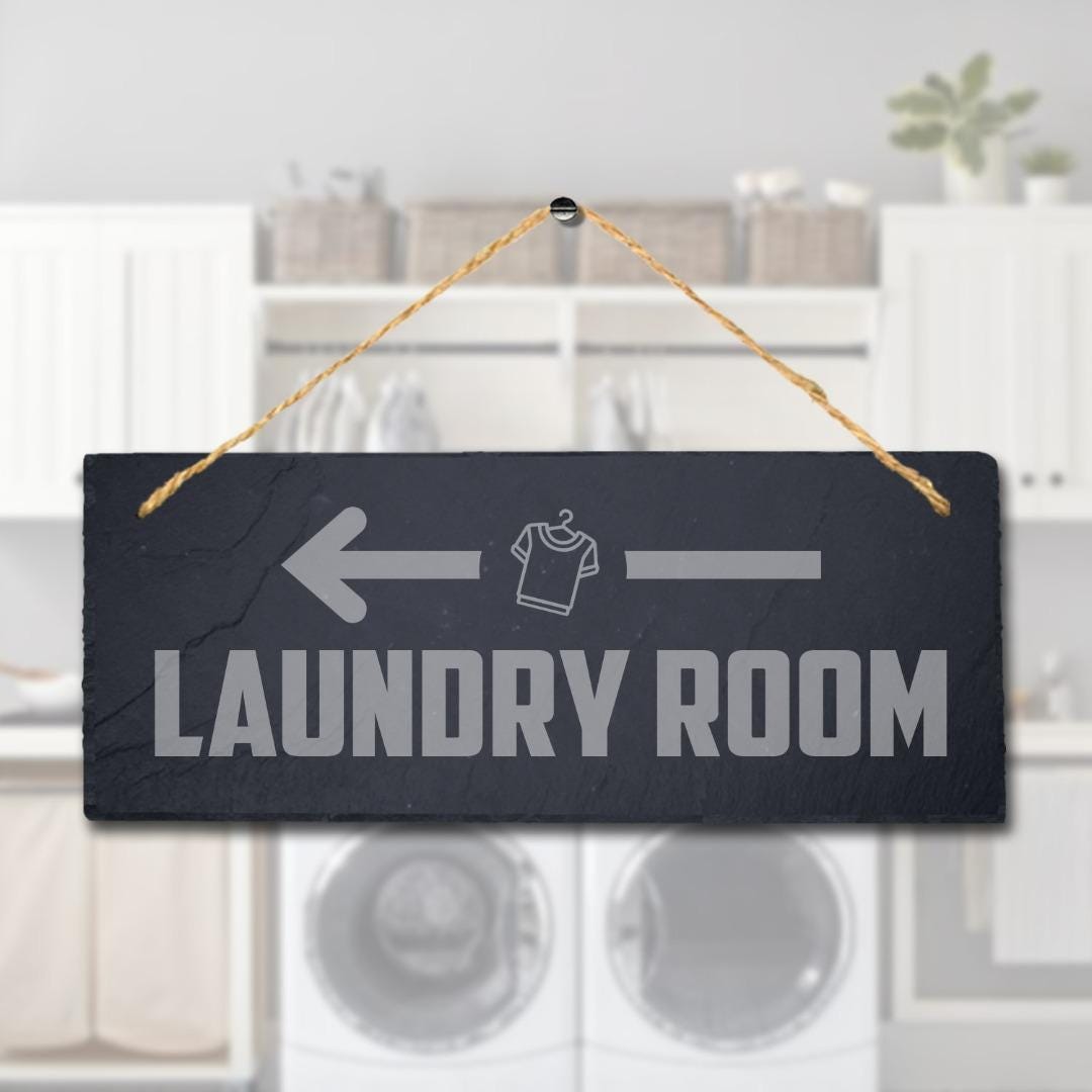 Laundry Room Laser Engraved Hanging Slate Washing Area Home Decor Plaque Sign