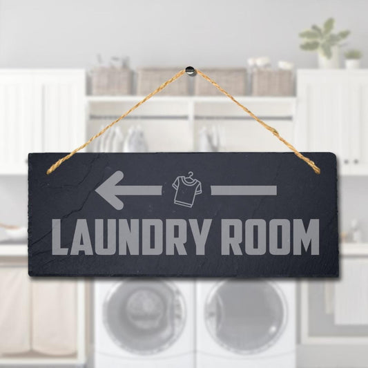 Laundry Room Laser Engraved Hanging Slate Washing Area Home Decor Plaque Sign