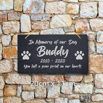 Personalised Engraved Hanging Slate Stone Heart Pet Memorial Grave Marker Plaque