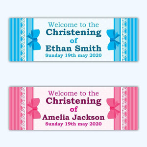2x Personalised Christening Banner: Custom Party Decoration