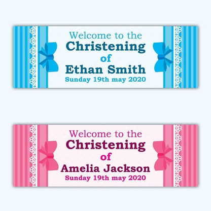 2x Personalised Christening Banner: Custom Party Decoration