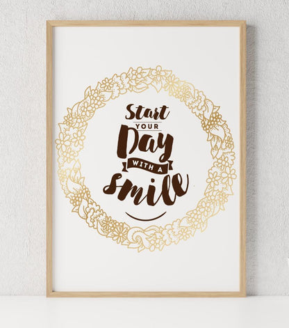 Stay Your Day With A Smile Inspirational Positive Quote Poster Print Wall