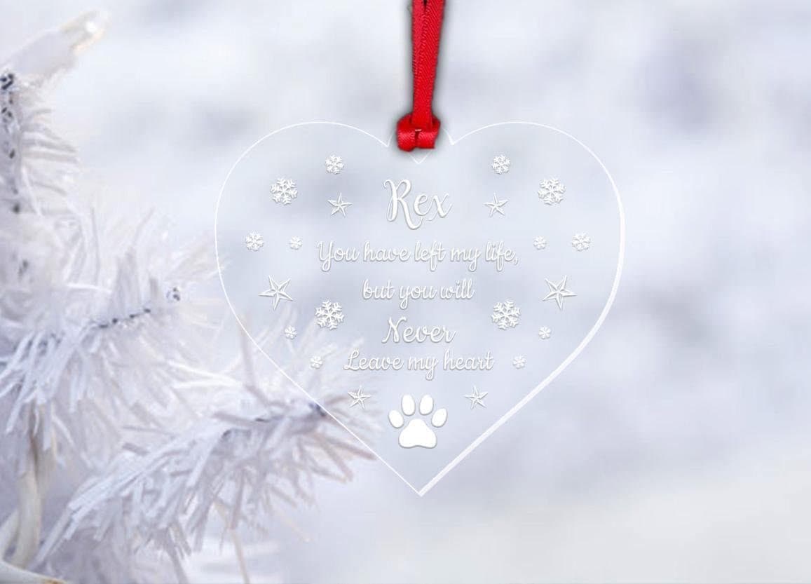 Personalised Pet Memory Christmas Bauble Dog Cat Memorial Paw Xmas Keepsake Gift