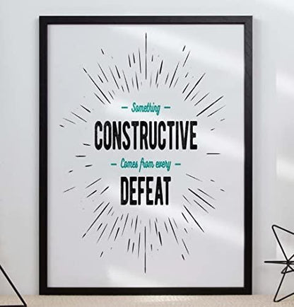Something Constructive Comes Defeat Inspirational Quote Poster Print Wall