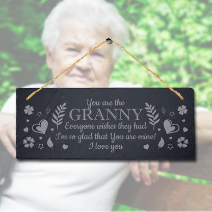 Engraved Slate Granny Plaque: Rustic Home Decor Sign