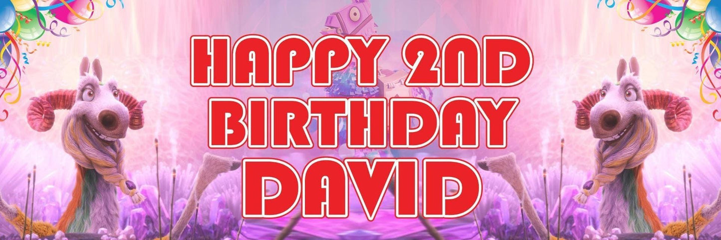 2x Personalised Llama Birthday Banner: Kids Party Decoration