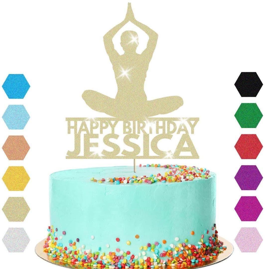 Yoga Cake Topper Personalised Girl Woman Birthday Cake Decoration Any Name & Age