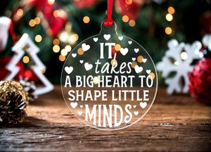 Personalised Teacher Christmas Bauble: Acrylic Heart Ornament