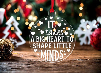 Personalised Teacher Christmas Bauble: Acrylic Heart Ornament