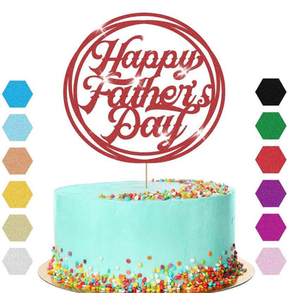 Happy Fathers Day Cake Topper: Dad Daddy Party Glitter Cake Decoration