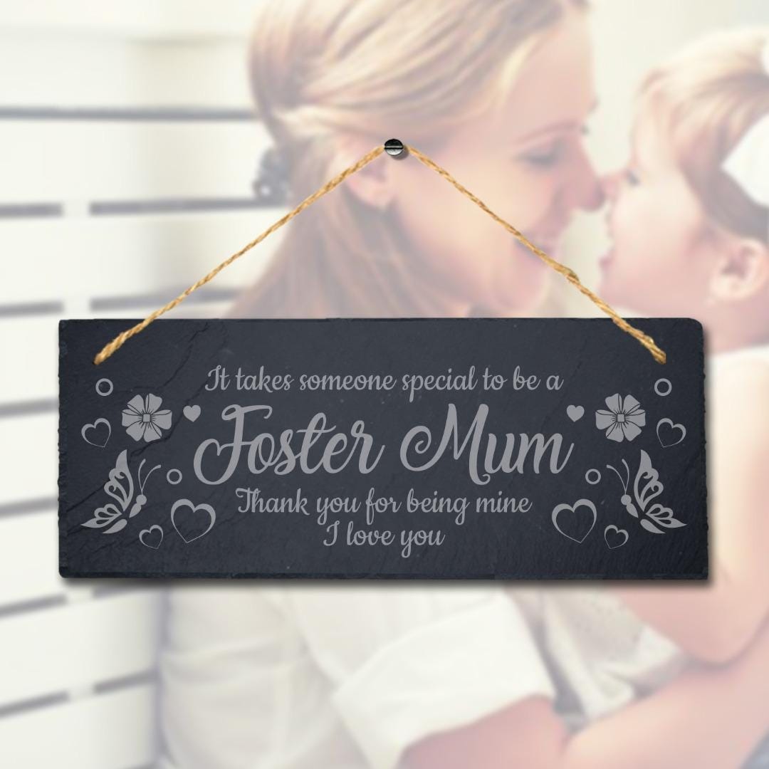 Hanging Slate Special Foster Mum Engraved Plaque Mummy Mothers Day Gift Sign