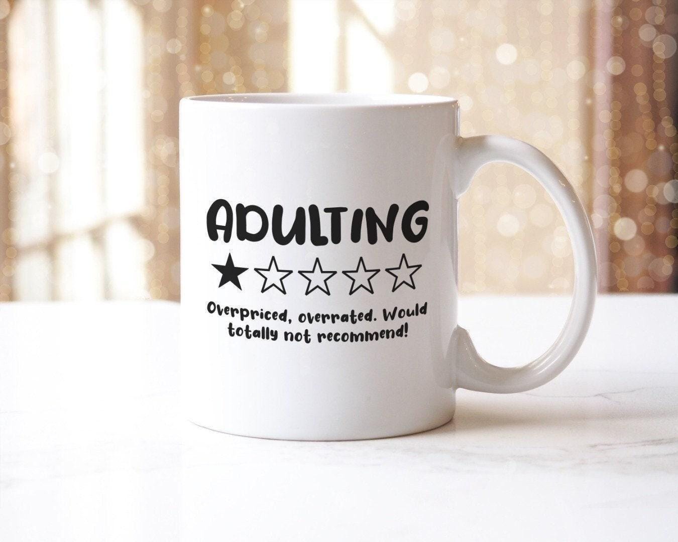 Adulting Funny Coffee Mug & Coaster Set: Novelty Gift
