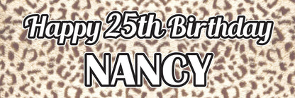 2 Personalised Leopard Print Birthday Celebration Banners Decoration Posters