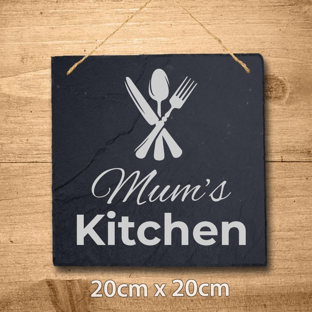 Personalised Slate Plaque Mum Mummy Kitchen Sign Laser Engraved Stone Art Gift