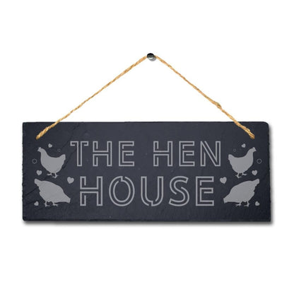 Hen House Laser Engraved Hanging Slate Barnyard Cock Plaque Chicken Farm Sign