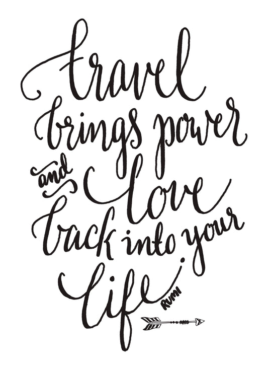 Travel Brings Power And Love Inspirational Positive Quote Poster Print Wall
