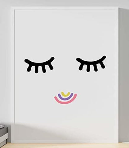 Cute Eyelashes Smile Colours Nursery Bedroom Boys Girls Wall Decor Poster Print