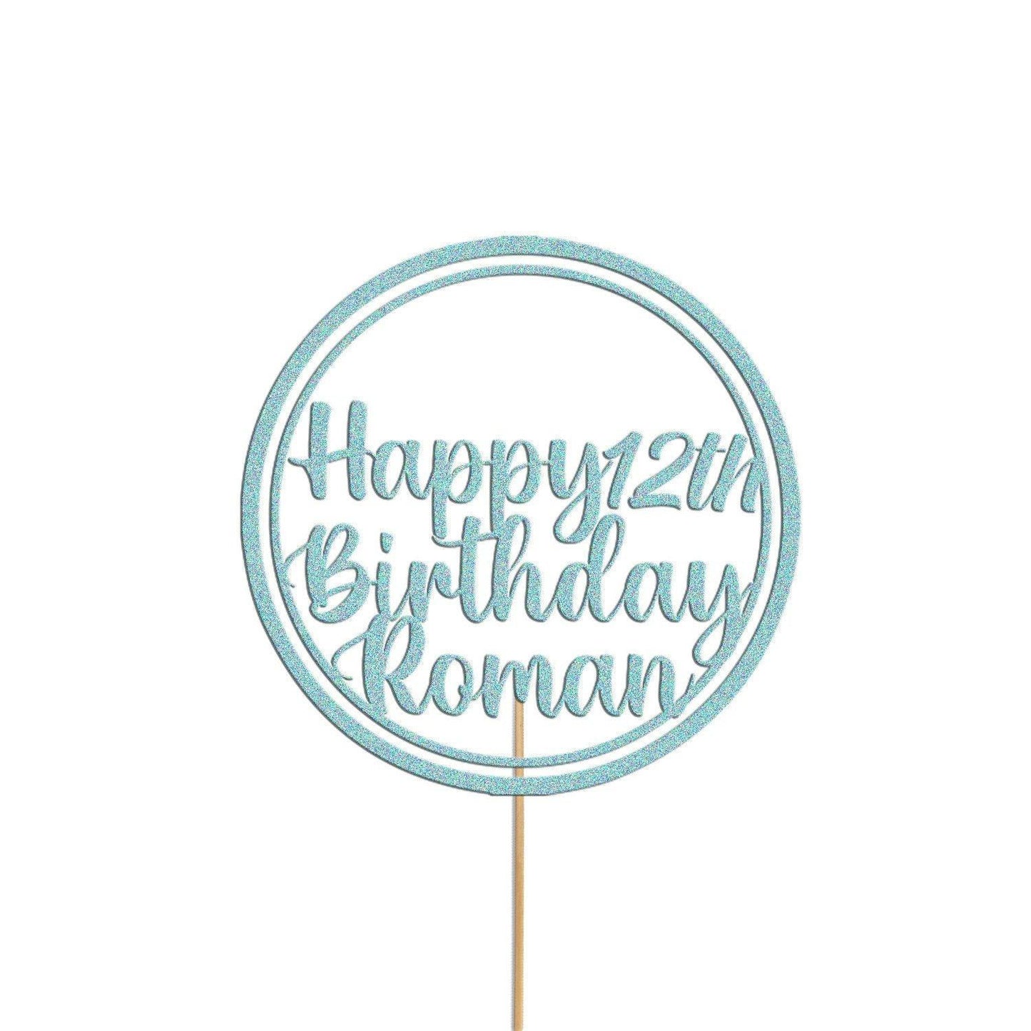 Personalised Glitter Cake Topper: Custom Name & Age