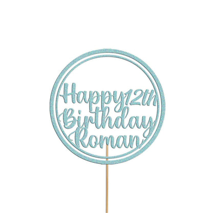 Personalised Glitter Cake Topper: Custom Name & Age