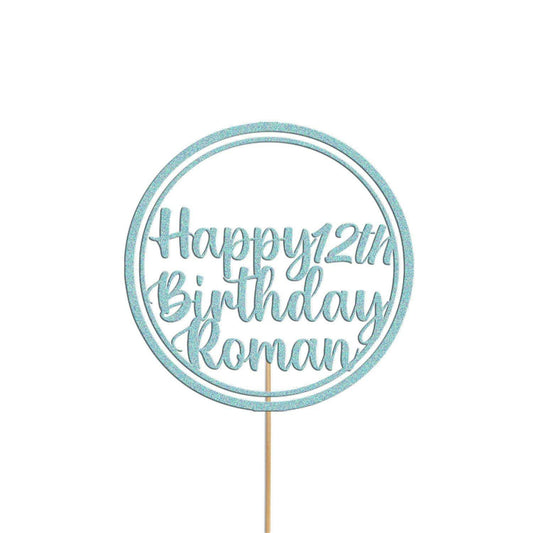 Personalised Glitter Cake Topper: Custom Name & Age