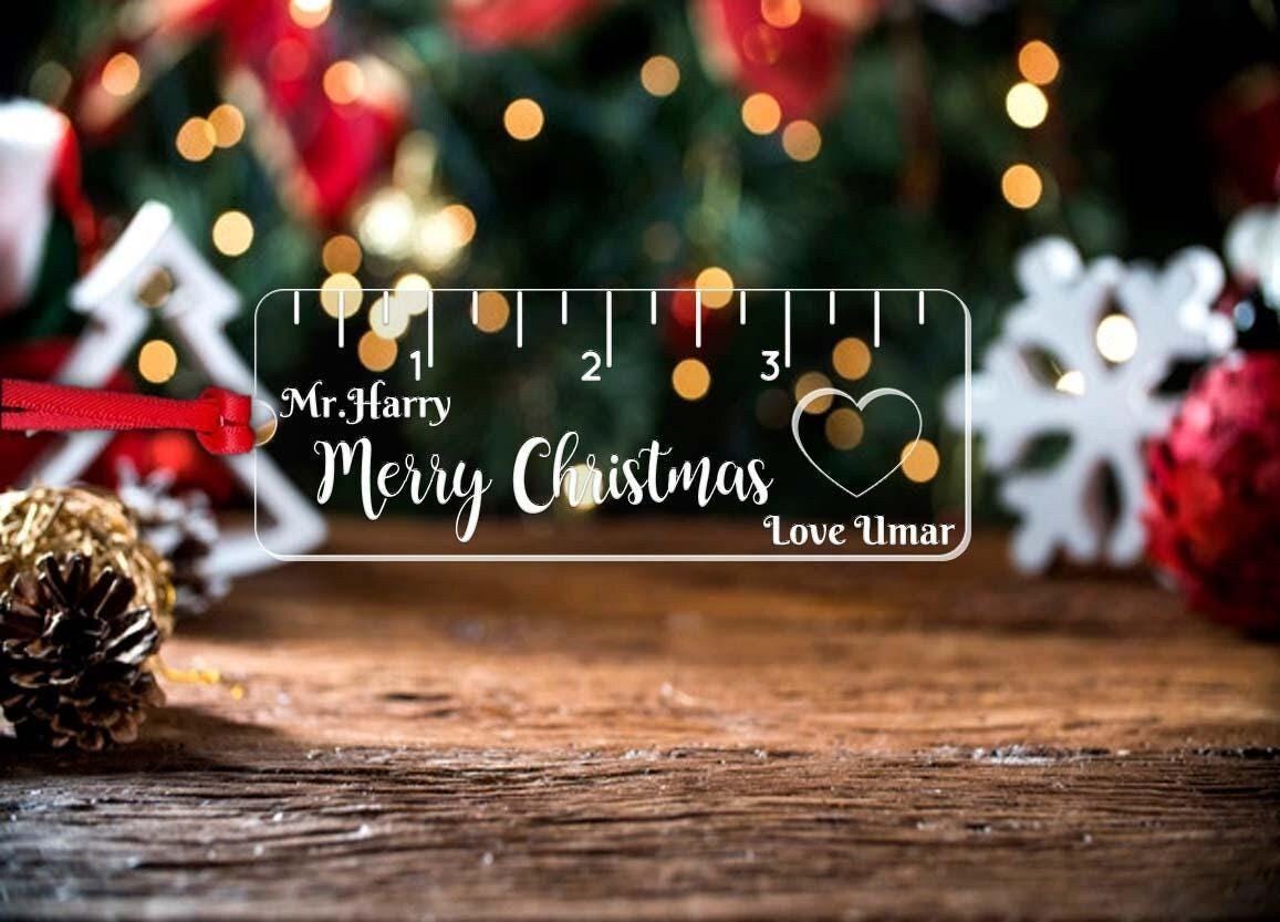 Personalised Christmas Bauble Math Teacher Nursery Childminder Ruler Ornament