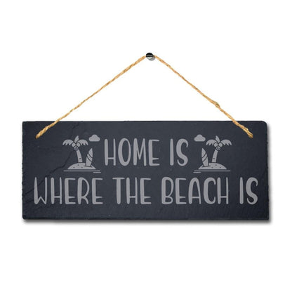 Beach House Slate Sign: Laser Engraved Ocean Decor