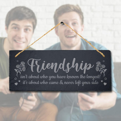 Engraved Friendship Slate Plaque with Jute Rope
