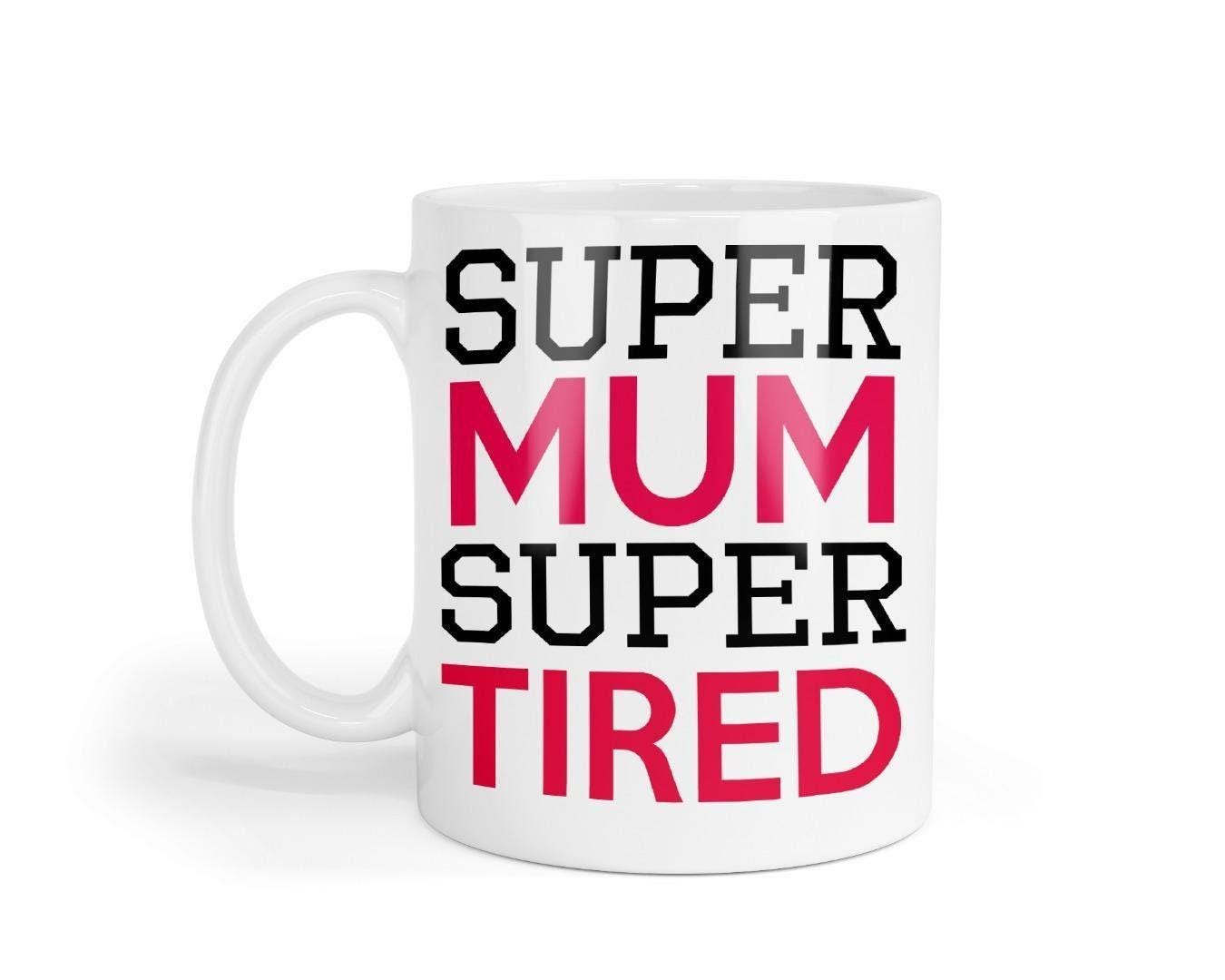 Mum Super Tired Mug & Coaster Set Mummy Grandma Birthday Christmas Coffee Gift