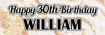 2 Personalised Birthday Celebration Banners Men Women Party Rose Gold Effect Decoration Posters