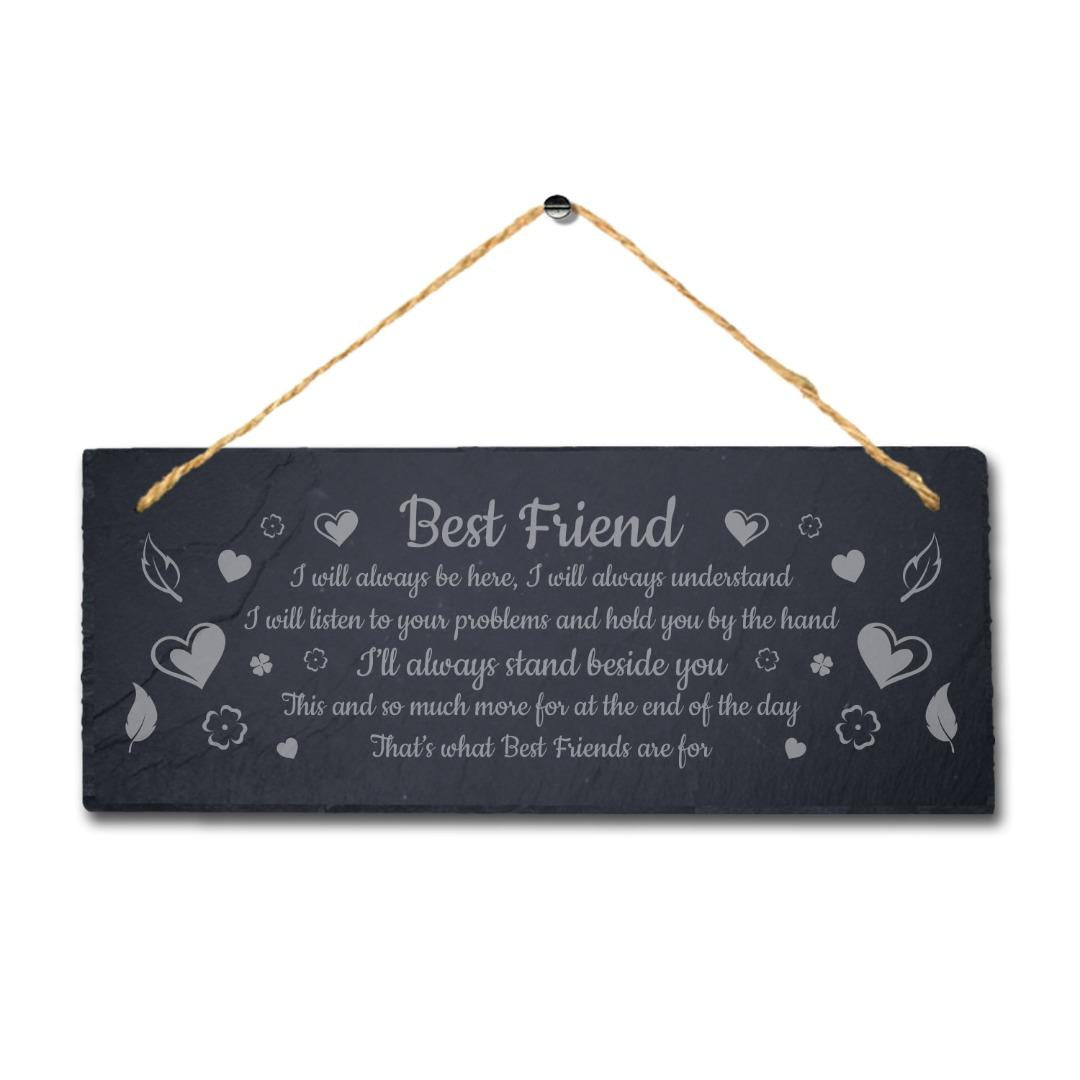 Best Friends Laser Engraved Hanging Slate Art Friendship Sentimental Plaque Sign