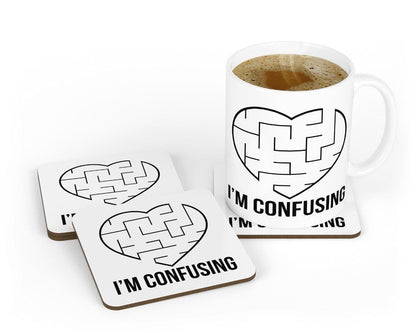 I'm Confusing Mug & Coaster Set: Heart Puzzle Valentine's Gift