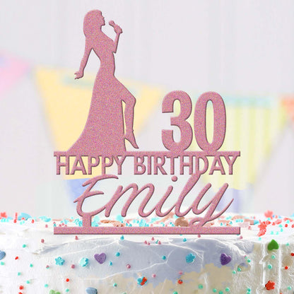 Personalised Acrylic Karaoke Singing Girls Birthday Cake Topper Decoration Gift