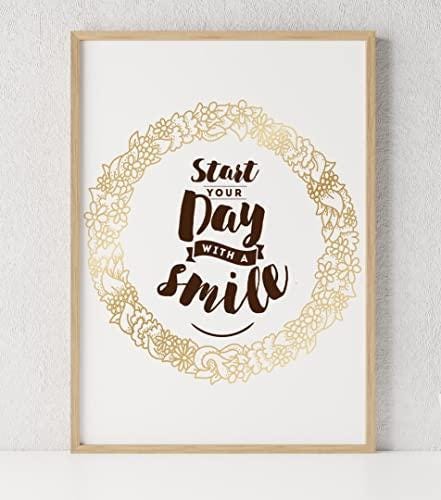 Stay Your Day With A Smile Inspirational Positive Quote Poster Print Wall
