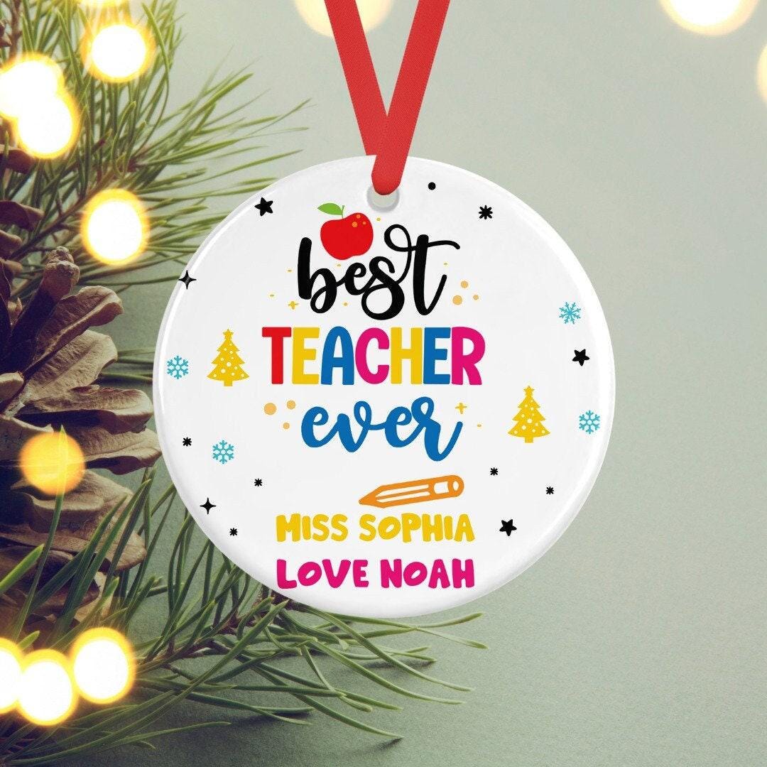 Personalised Best Teacher Ever Christmas Teacher Ceramic Bauble Gift Ta School Nursery Christmas Gift