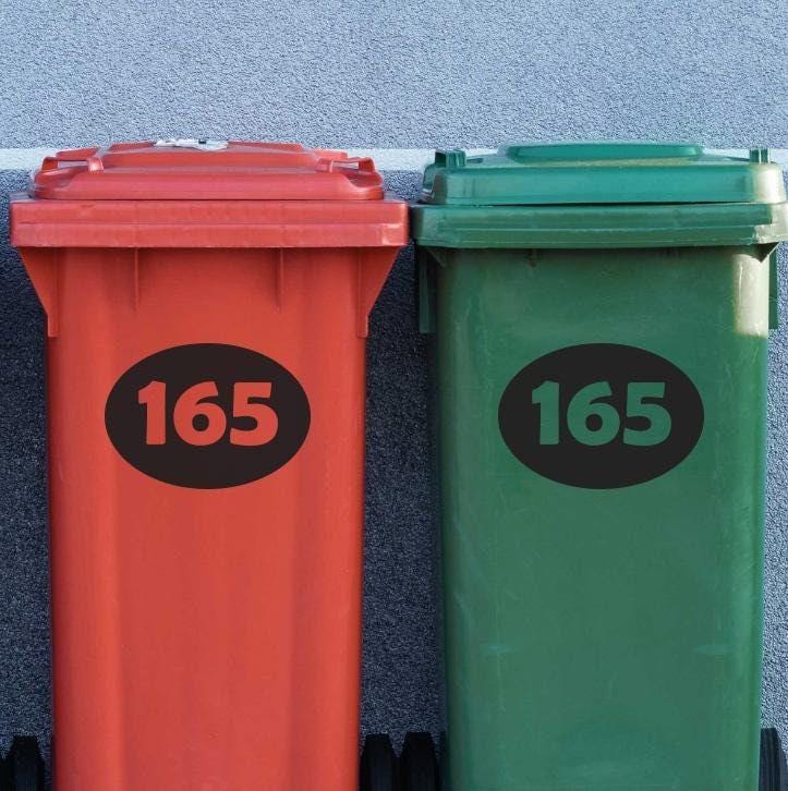 Personalised Oval Wheelie Bin Sticker: Custom Number Vinyl Decal