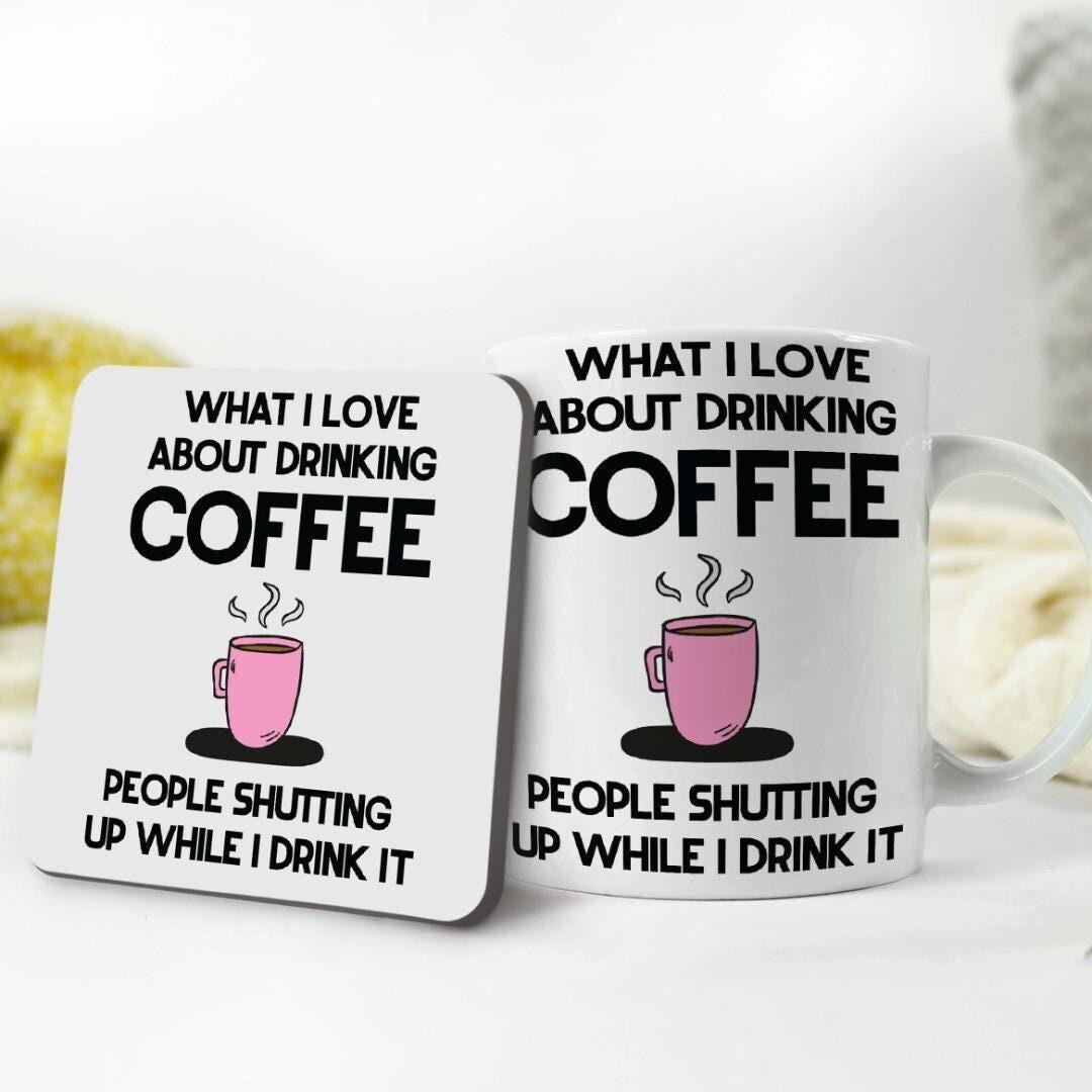 Funny Coffee Mug & Coaster Set: Rude Joke Gift