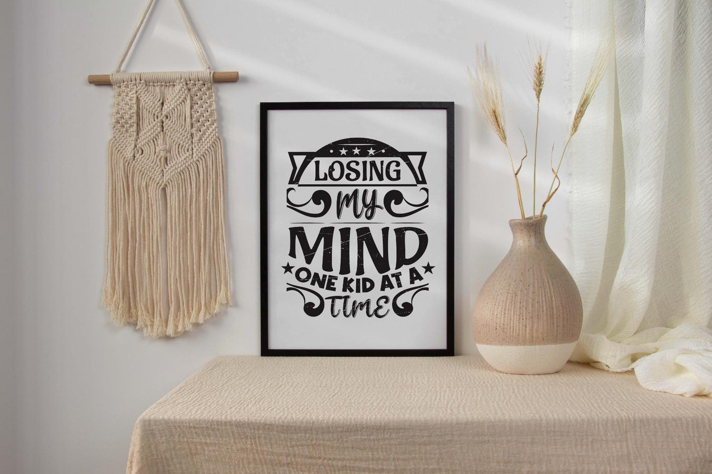 Losing My Mind One Kid Mothers Day Inspirational Mom Love Mum Poster Wall Art
