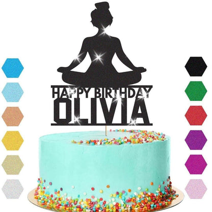 Yoga Girl Cake Topper Personalised Gymnastic Birthday Cake Decoration Any Name