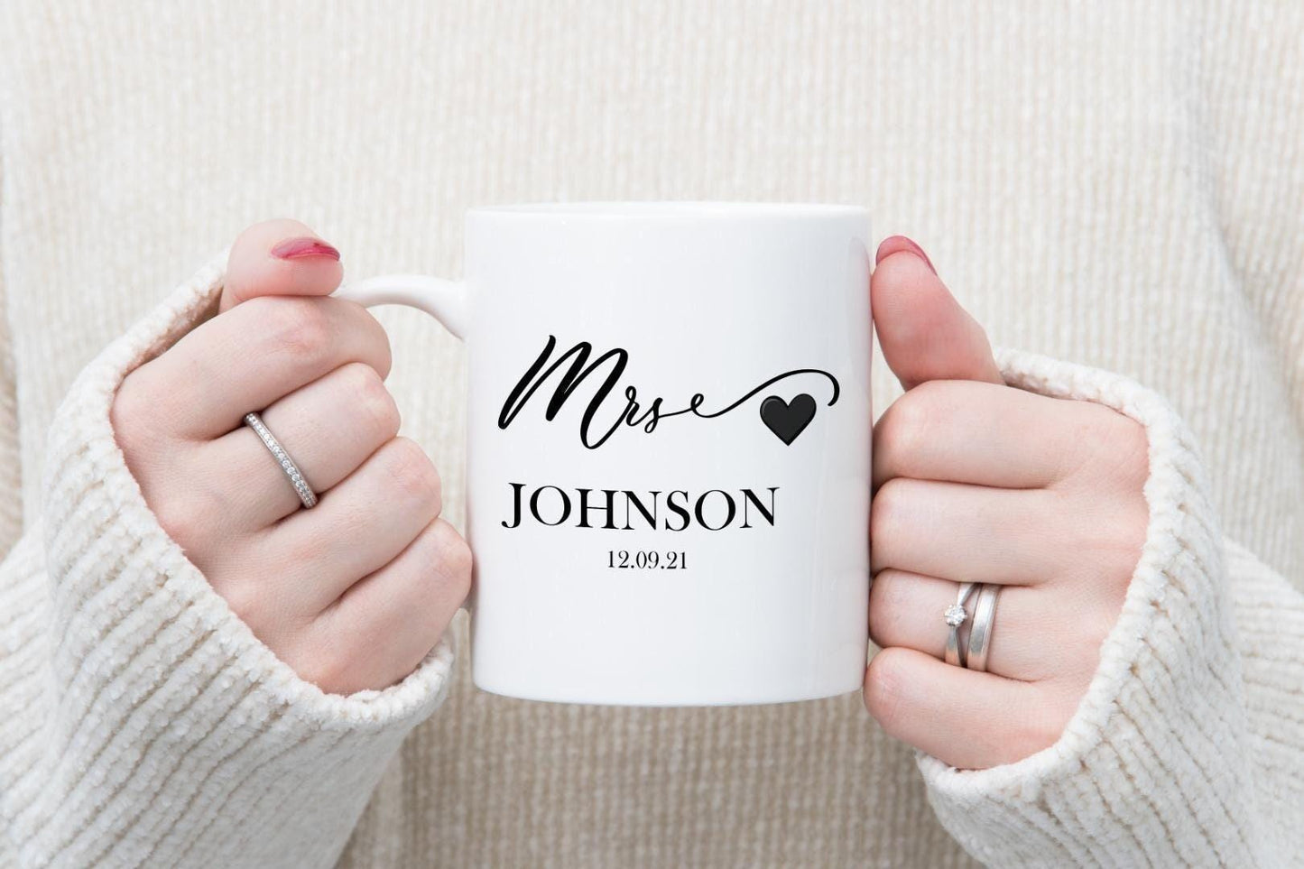 Personalised Mr. & Mrs. Mug Set, Custom Wedding Anniversary Gift