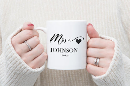Personalised Mr. & Mrs. Mug Set, Custom Wedding Anniversary Gift