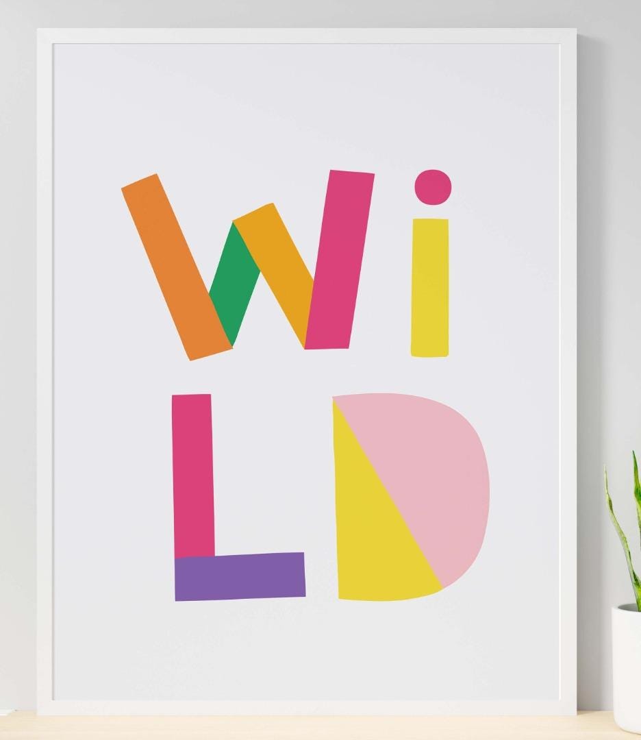 Wild Lovely Colours Word Nursery Bedroom Boys Girls Wall Decor Art Poster Print