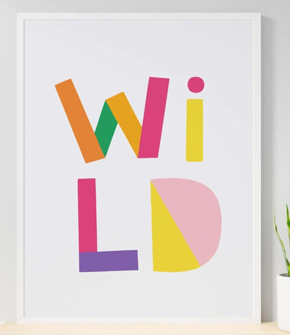 Wild Lovely Colours Word Nursery Bedroom Boys Girls Wall Decor Art Poster Print