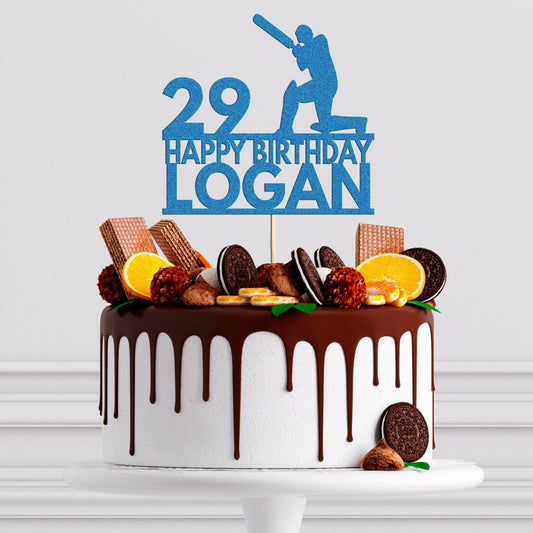 Cricket Cake Topper Personalised Birthday Celebration Any Name & Age