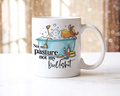 Funny Cow Mug & Coaster Set: Not My Pasture, Novelty Gift